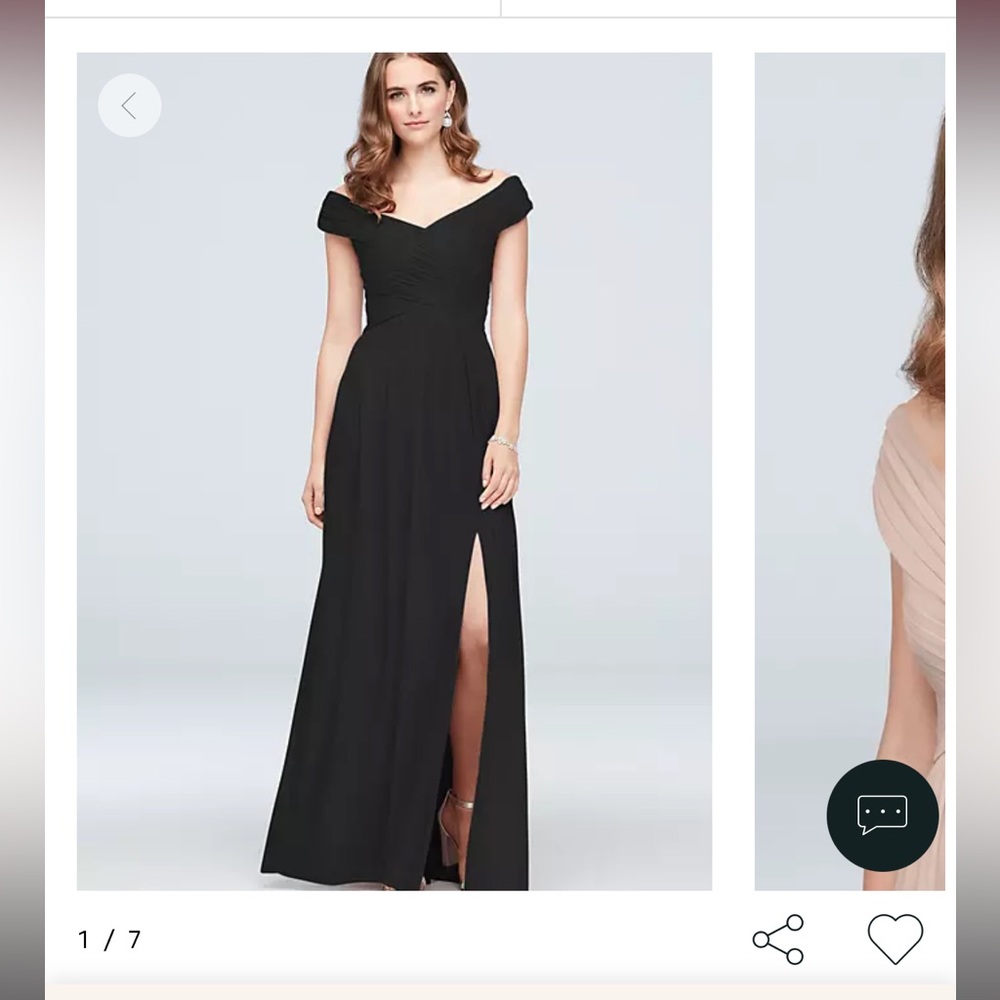 crisscross off-the-shoulder mesh bridesmaid dress